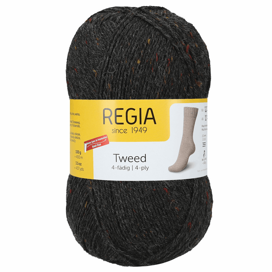 Regia 4-ply 100g tweed, 90246, color 98, anthracite tweed