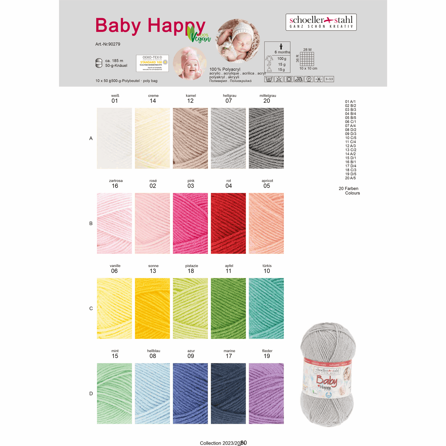 Baby happy 50g, 90279, Farbe 10, türkis