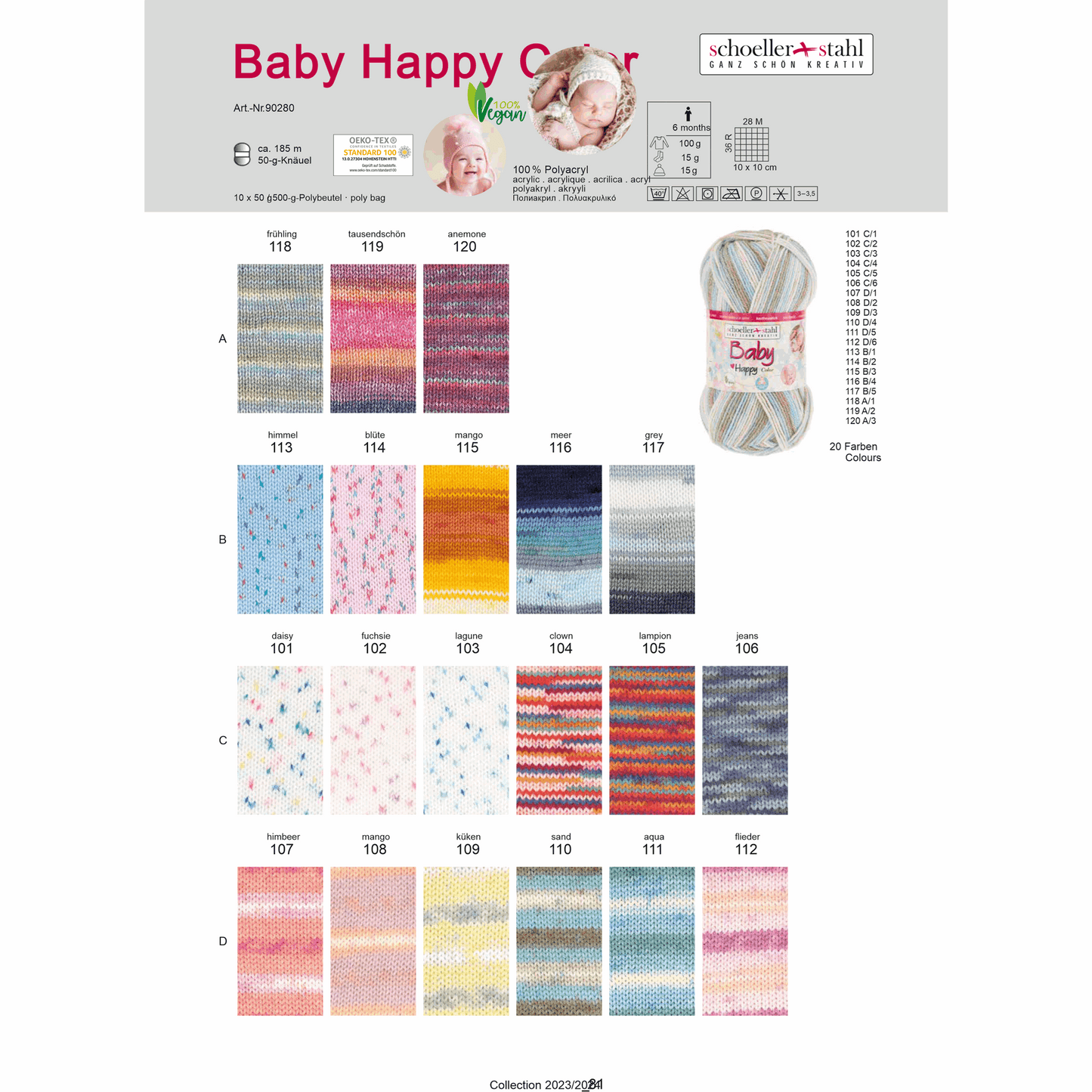 Baby happy color 50g, 90280, Farbe 109, küken