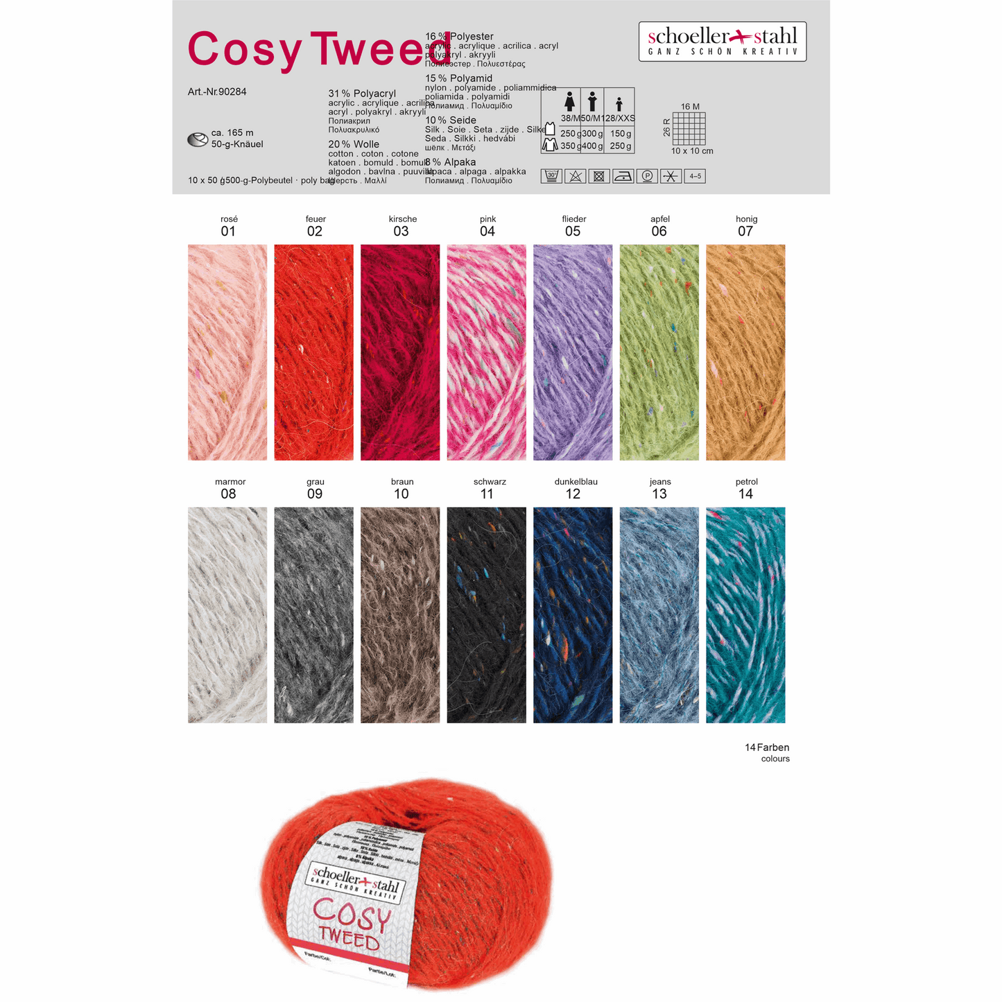 Cozy Tweed 50g, 90284, color 14, petrol