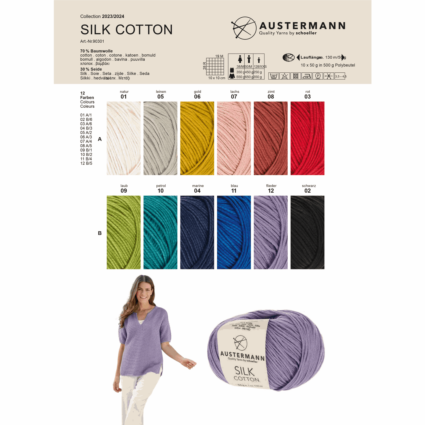 Silk Cotton 50g, 90301, Farbe 3, rot