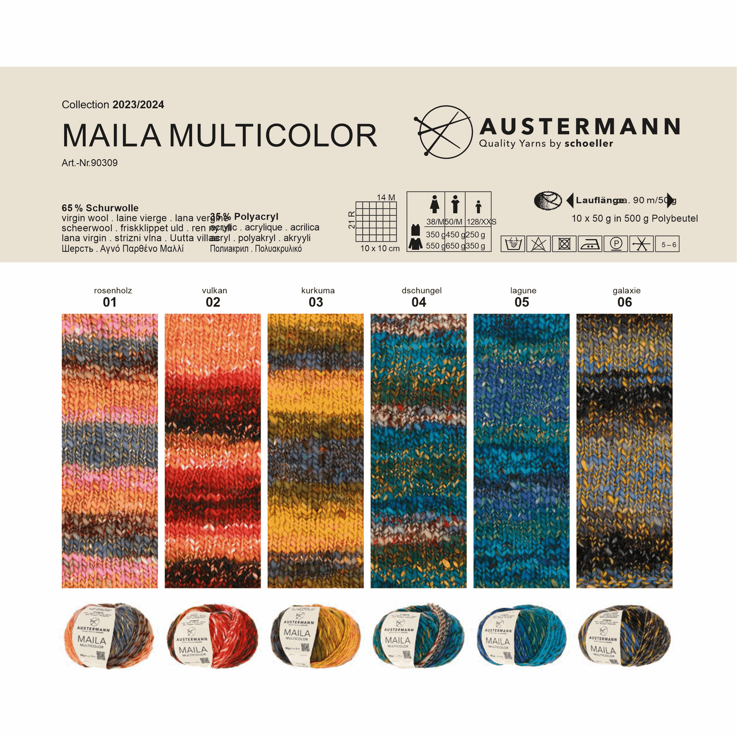 Austermann Maila Multicolor 50g, 90309, color galaxy 6