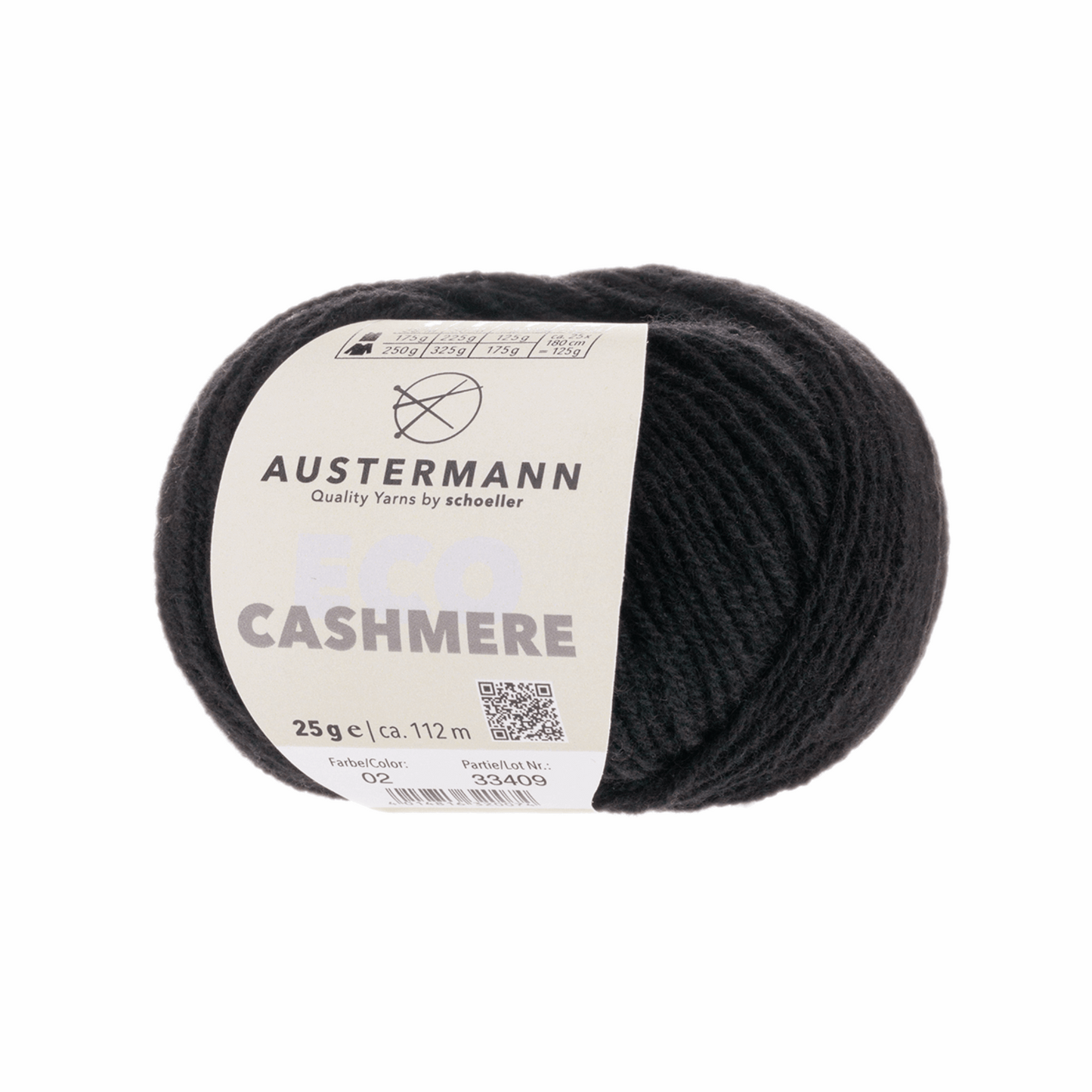 Eco Cashmere 25g, 90311, Farbe 2, schwarz