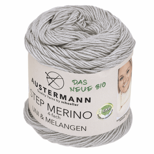 Gots Step Merino 4-ply 100g, 90317, color 1001, light gray mottled