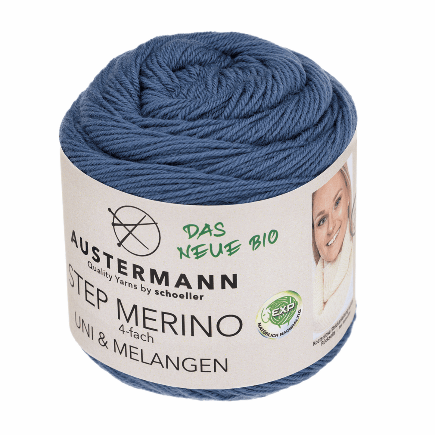 Gots Step Merino 4-ply 100g, 90317, color 1006, jeans