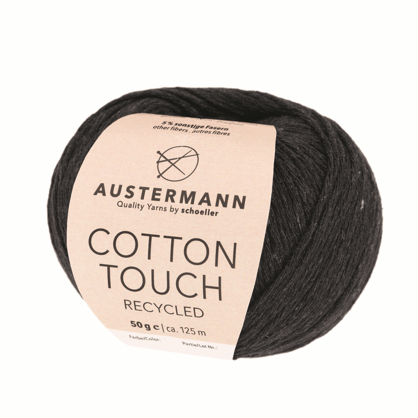 Cotton touch recycled 50g, 90335, color 2, black