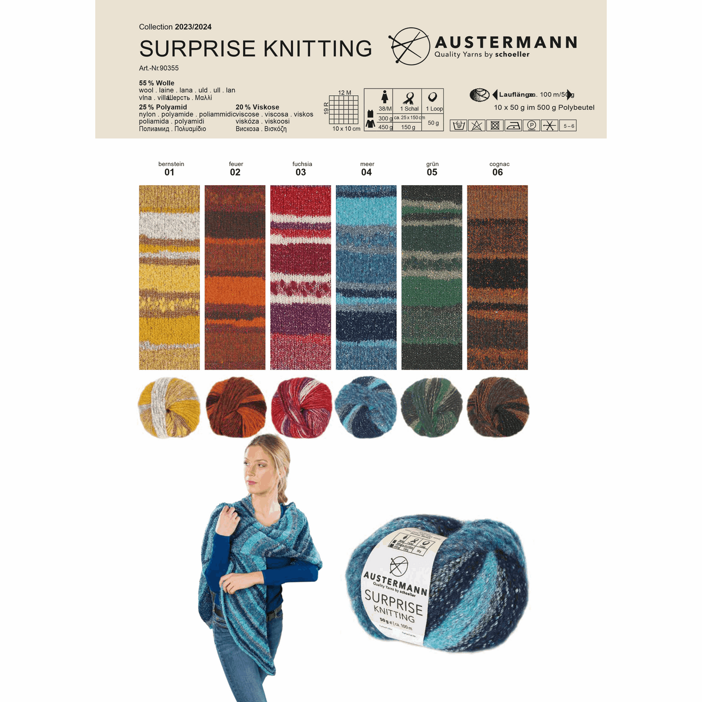 Surprise knitting 50g, 90355, color 4, azure