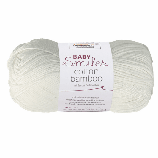 Cotton bamboo-Baby smiles, 90370, color 1001, white