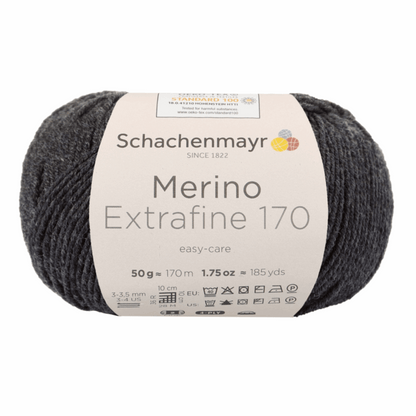 Schachenmayr Merino Extrafine 170 50g, 90551, Farbe Anthrazit meliert 98