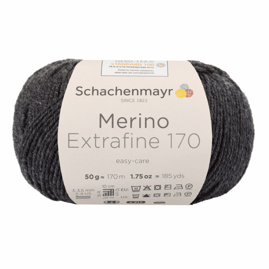 Schachenmayr Merino Extrafine 170 50g, 90551, color anthracite mottled 98