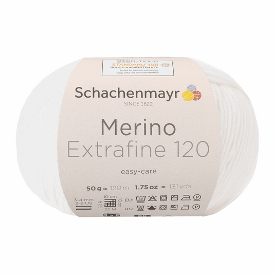 Schachenmayr Merino Extrafine 120 50g, 90552, color white 101