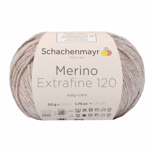 Schachenmayr Merino Extrafine 120 50g, 90552, Farbe Sand meliert 104