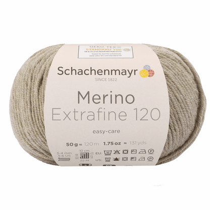 Schachenmayr Merino Extrafine 120 50g, 90552, color beige mottled 106