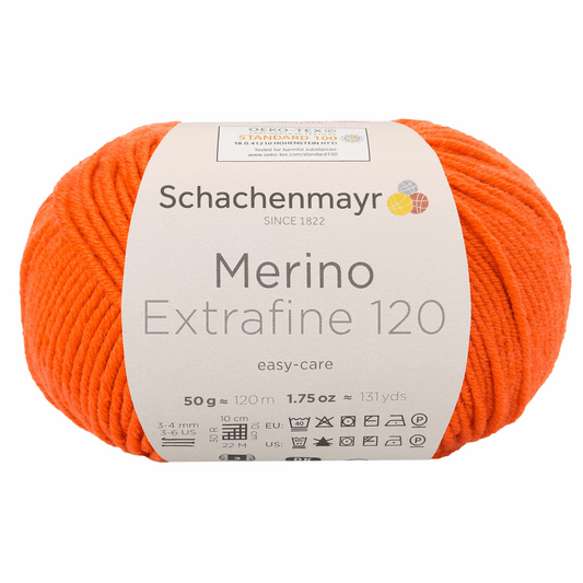 Schachenmayr Merino Extrafine 120 50g, 90552, color orange 125