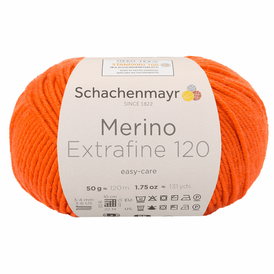 Schachenmayr Merino Extrafine 120 50g, 90552, Farbe Orange 125