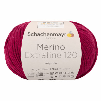 Schachenmayr Merino Extrafine 120 50g, 90552, color wine red 132