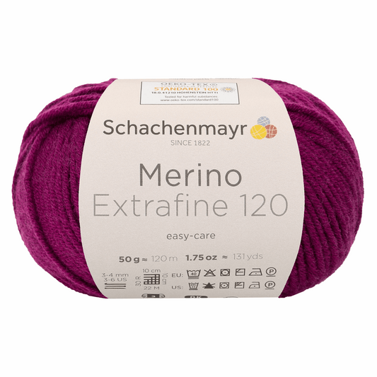 Schachenmayr Merino Extrafine 120 50g, 90552, color burgundy 133