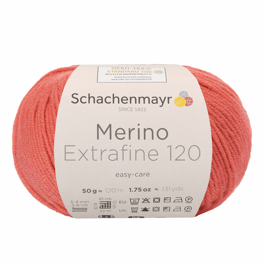 Schachenmayr Merino Extrafine 120 50g, 90552, color coral 134