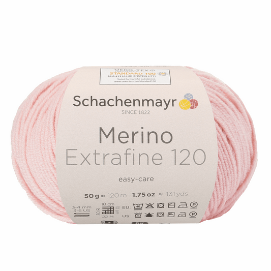 Schachenmayr Merino Extrafine 120 50g, 90552, Farbe Puderrosa 135