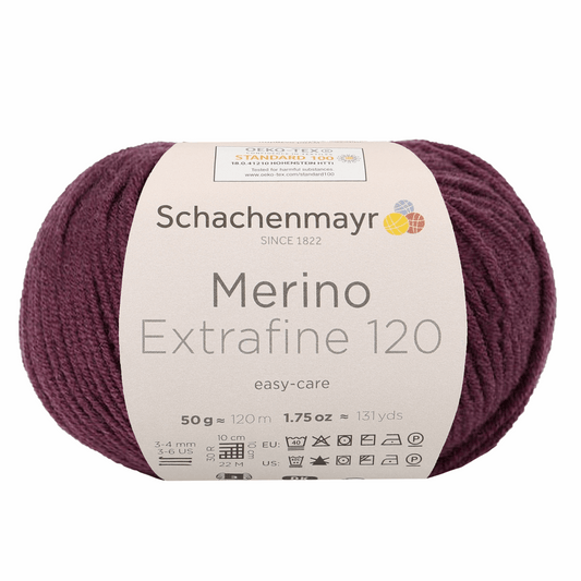 Schachenmayr Merino Extrafine 120 50g, 90552, color plum 144