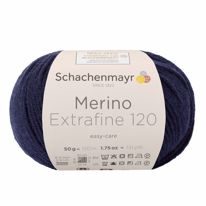 Schachenmayr Merino Extrafine 120 50g, 90552, color Marine 150