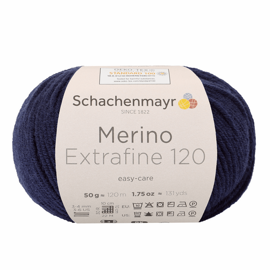 Schachenmayr Merino Extrafine 120 50g, 90552, Farbe Marine 150