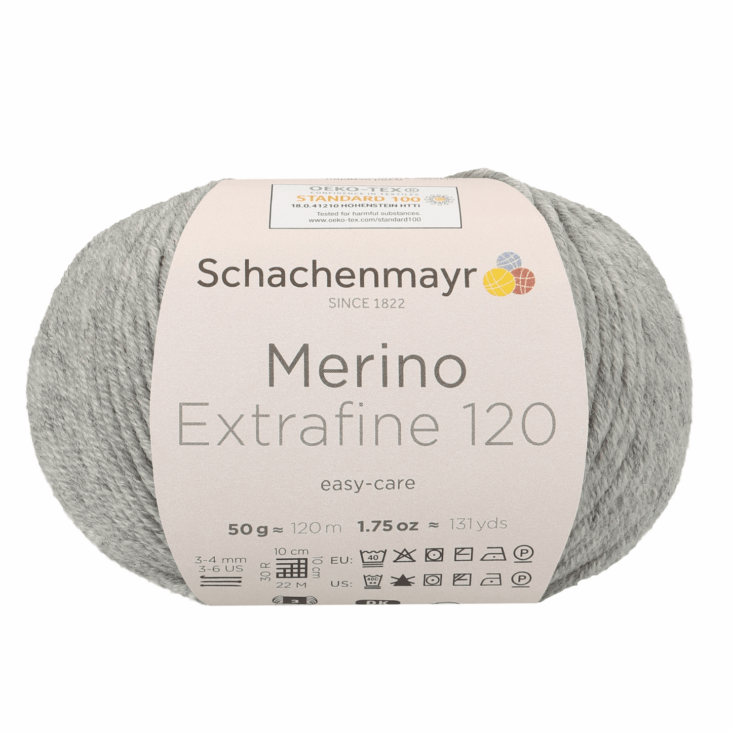 Schachenmayr Merino Extrafine 120 50g, 90552, Farbe Hellgrau Meliert 190
