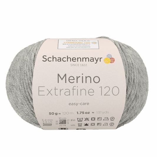Schachenmayr Merino Extrafine 120 50g, 90552, color light gray mottled 190