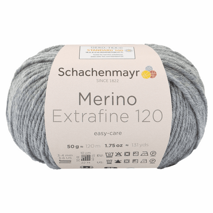 Schachenmayr Merino Extrafine 120 50g, 90552, Farbe Flanell meliert 191