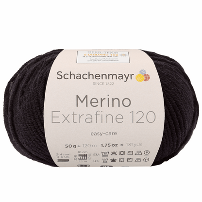 Schachenmayr Merino Extrafine 120 50g, 90552, color black 199