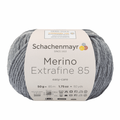 Schachenmayr Merino extrafine 85 50G, 90554, color medium gray mottled 292