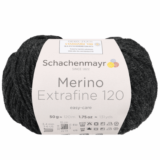 Schachenmayr Merino extrafine 85 50G, 90554, color anthracite mottled 298