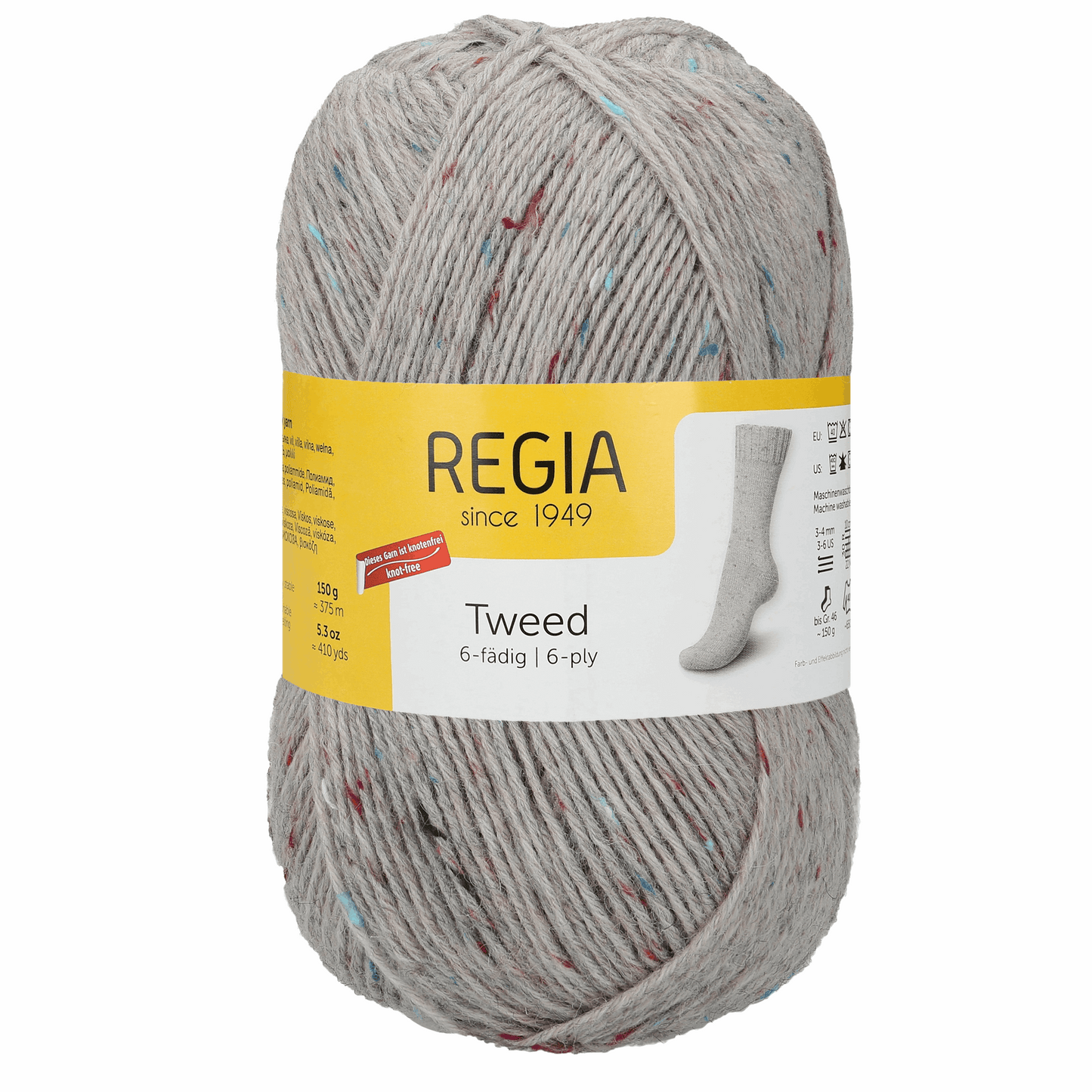 Regia 6-thread tweed 150g, 90624, color light gray tweed 90