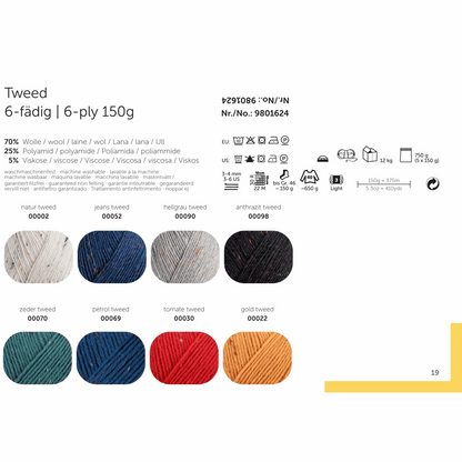 Regia 6-thread tweed 150g, 90624, color petrol tweed 69