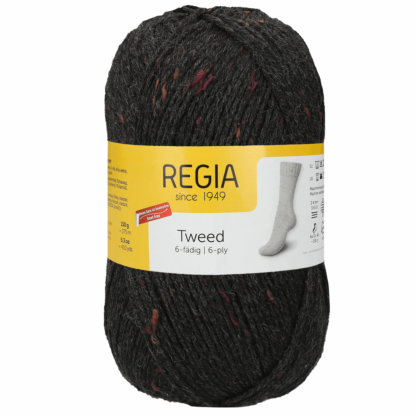 Regia 6-thread tweed 150g, 90624, color anthracite tweed 98