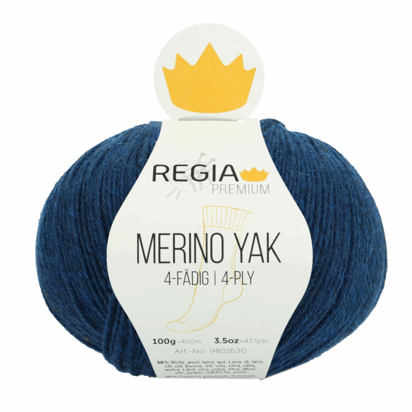 Regia Merino yak 100g Premium, 90630, color midnight blue mottled 7515