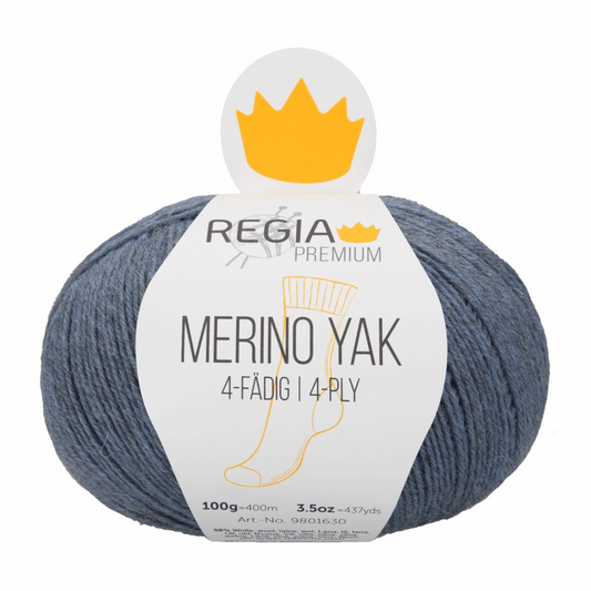 Regia Merino yak 100g Premium, 90630, Farbe jeans meliert 7523