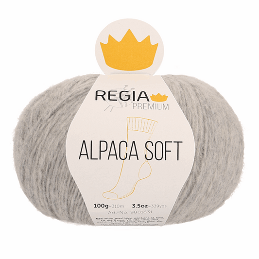 Regia Alpaca Soft 100g, 90631, Farbe hellgrau mel 90