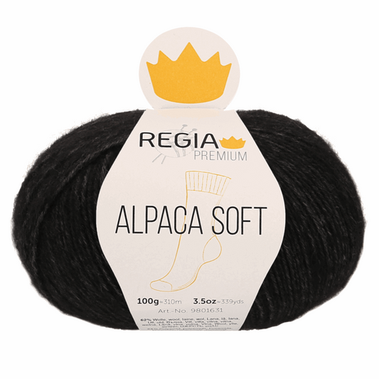 Regia Alpaca Soft 100g, 90631, Farbe schwarz meliert 99