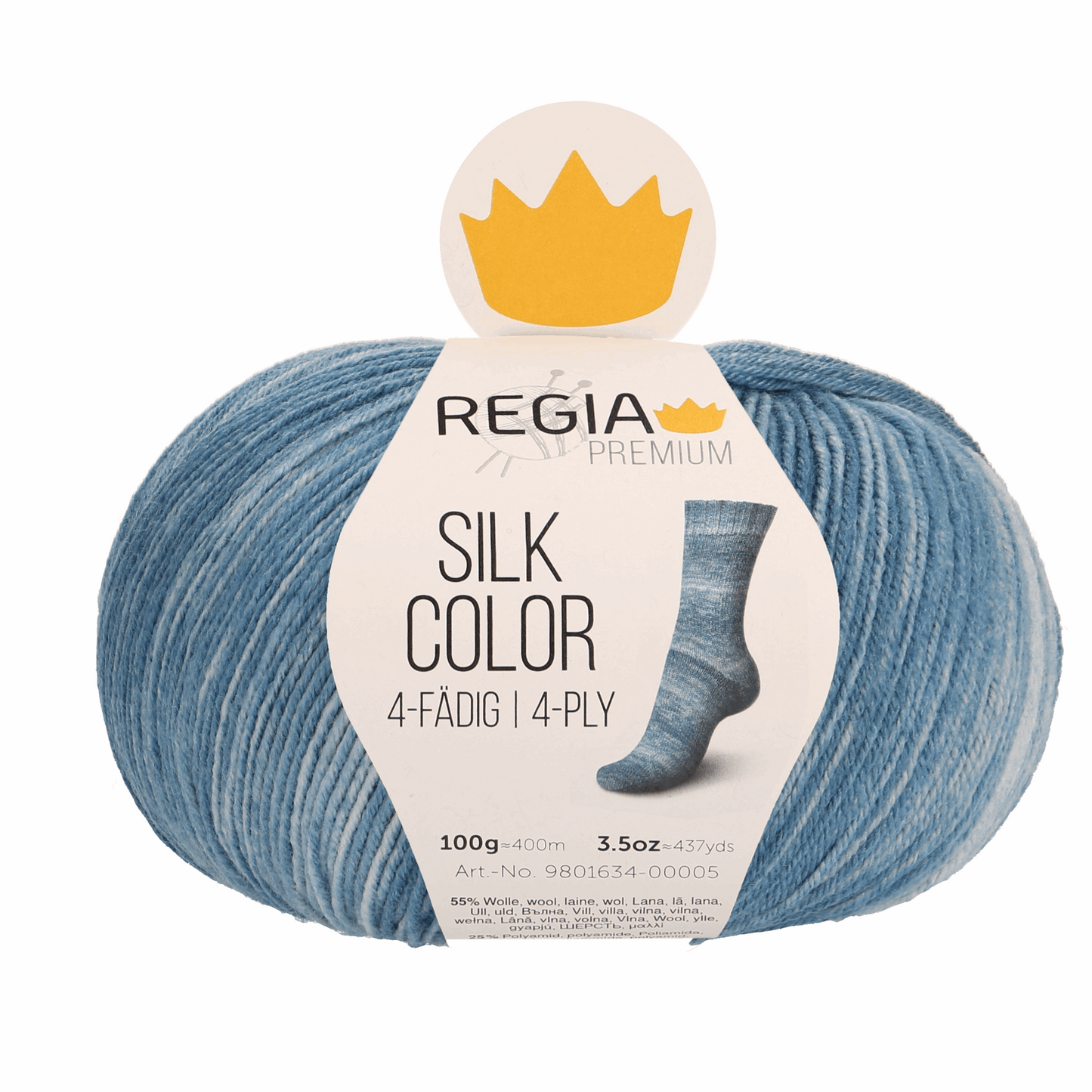 Regia Silk Premium Color 100g, 90634, Farbe teal color 65