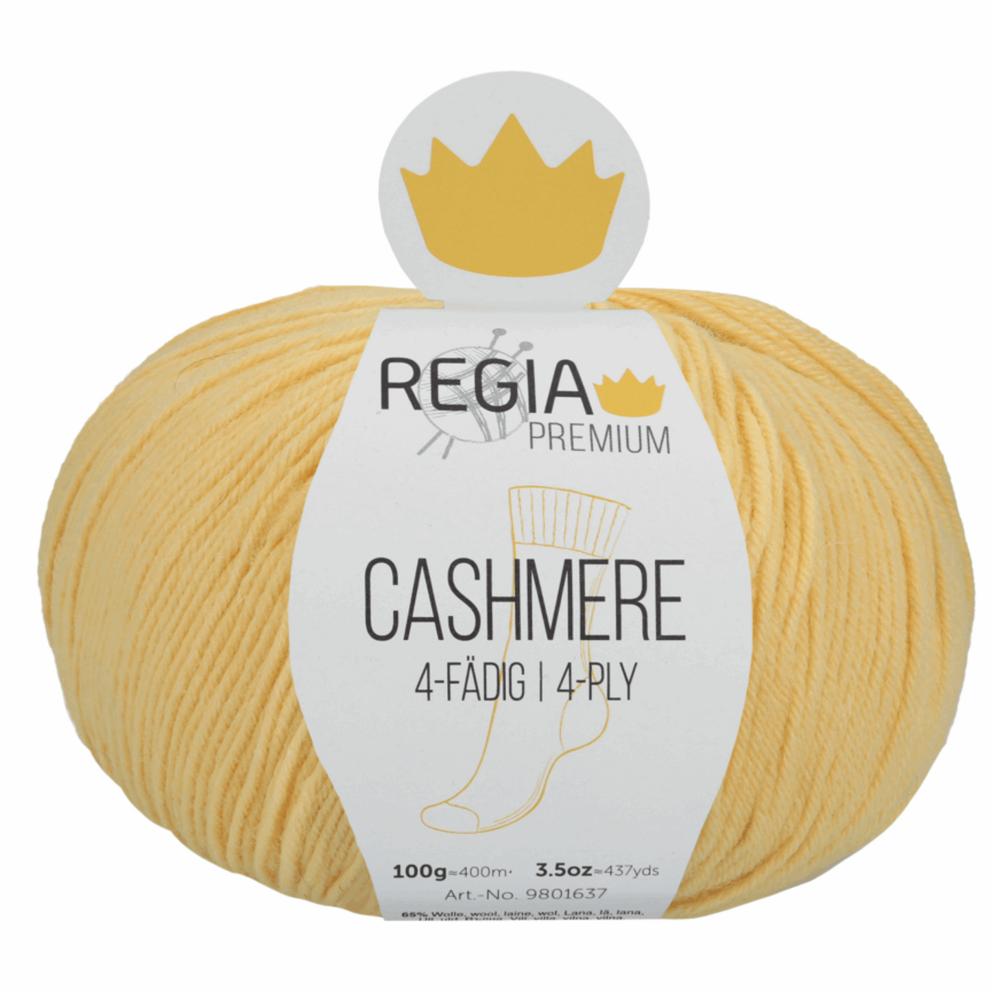 Regia Cashmere 4f 100g, 90637, color mimosa 22