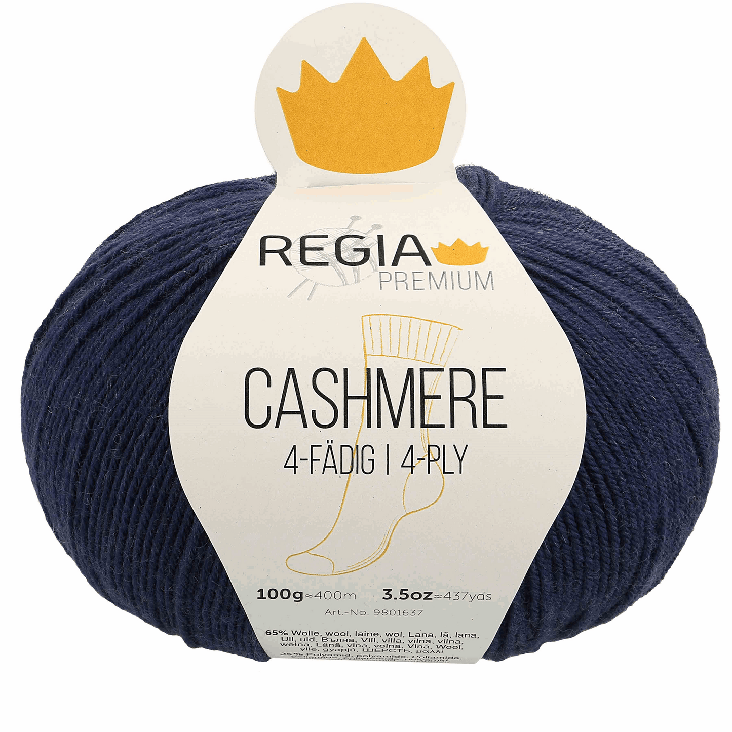 Regia Cashmere 4f 100g, 90637, color evening blue 58