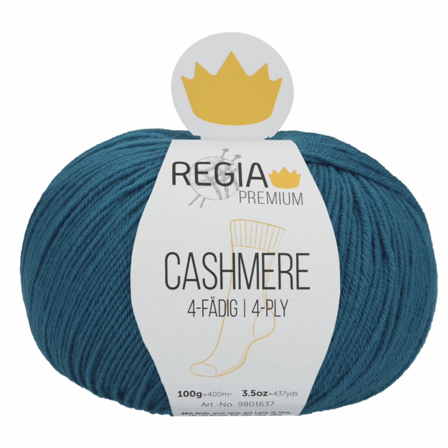 Regia Cashmere 4f 100g, 90637, color petrol 69