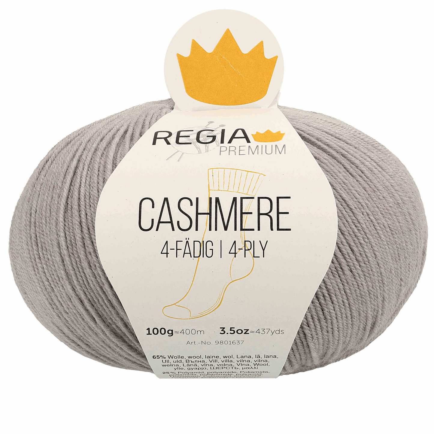 Regia Cashmere 4f 100g, 90637, color gray 96