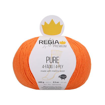 Regia Pure 4-ply 100g, 90644, color orange 25