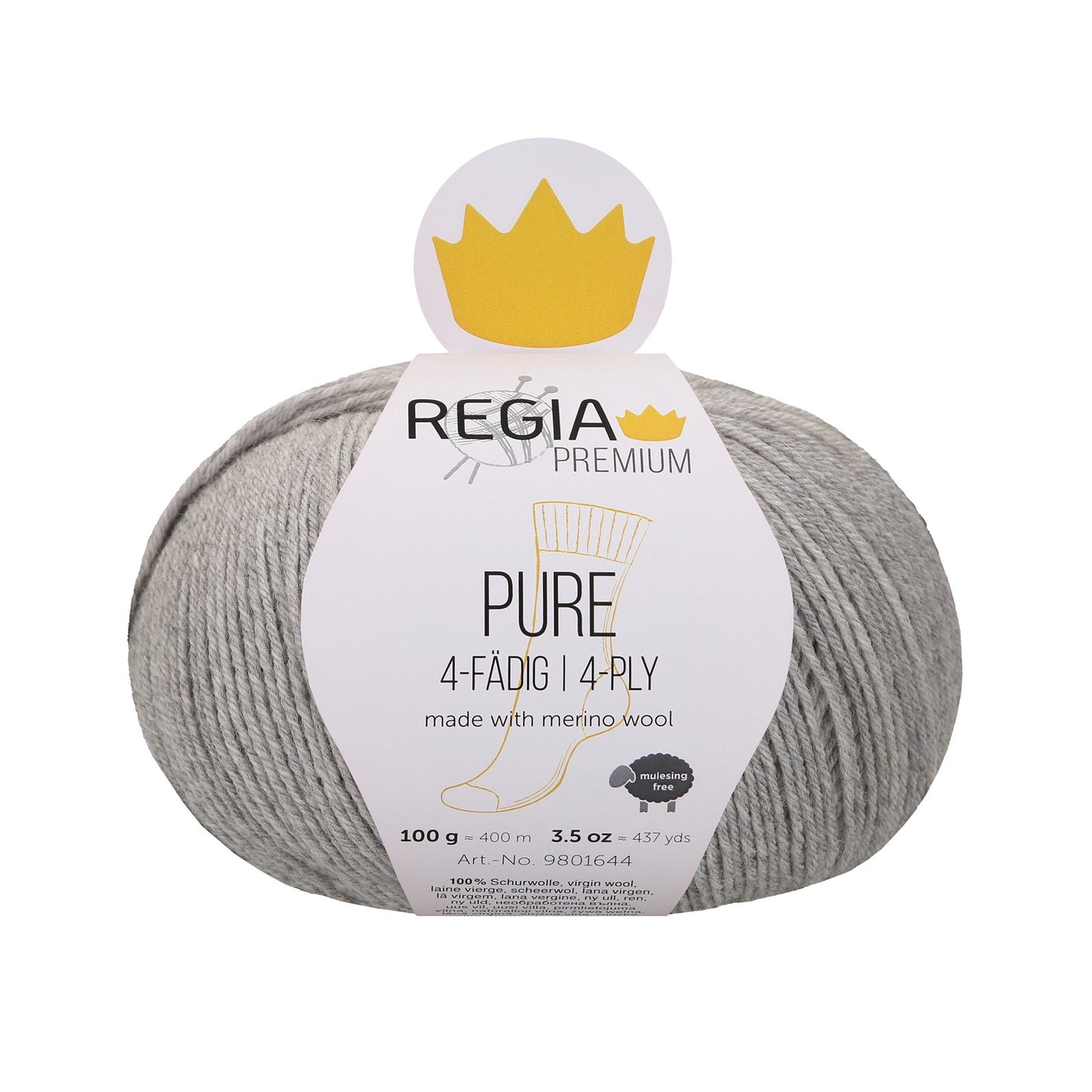 Regia Pure 4-ply 100g, 90644, colour light grey mottled 90