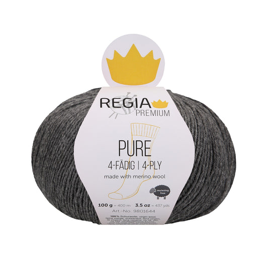 Regia Pure 4fädig 100g, 90644, Farbe mid grey meliert 91