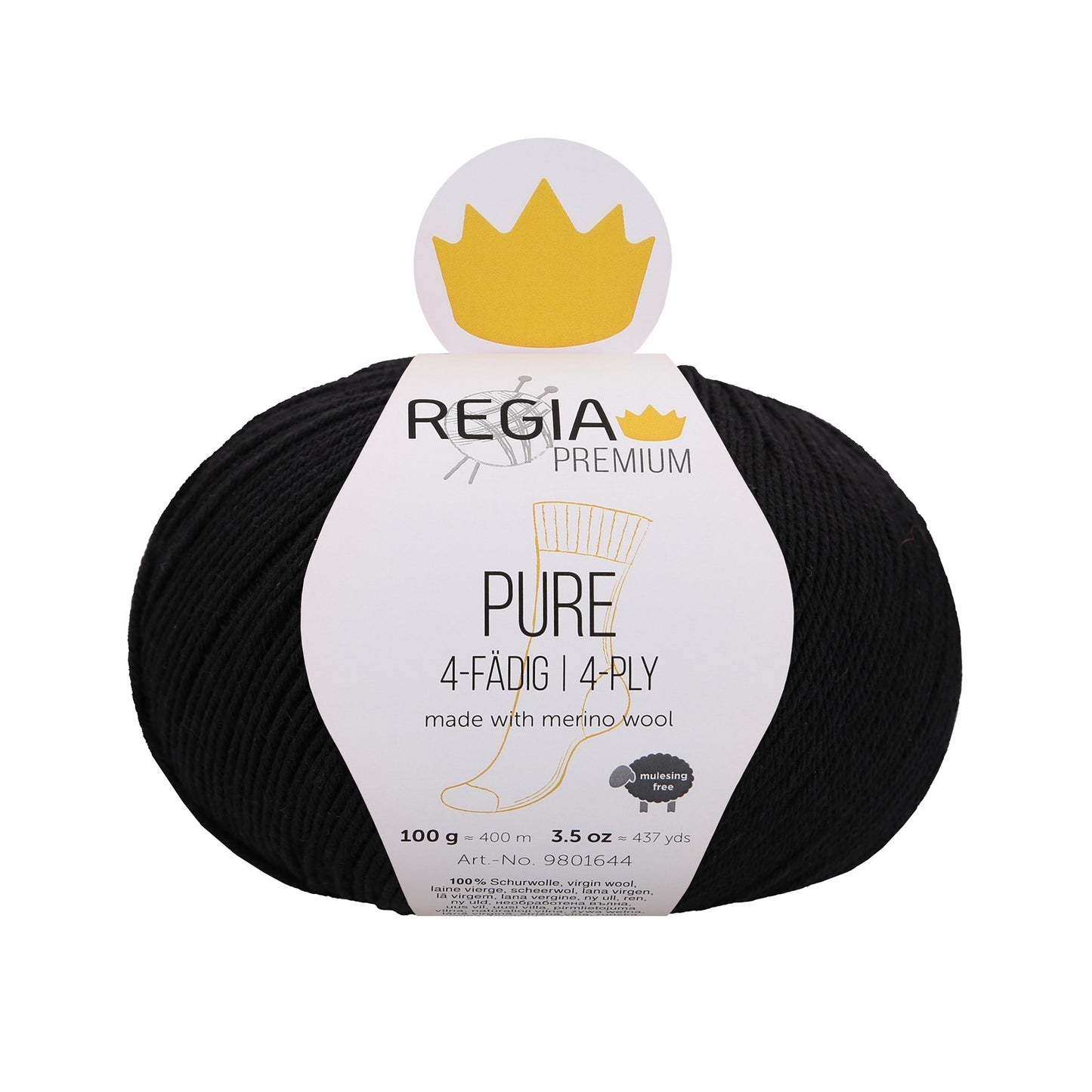 Regia Pure 4fädig 100g, 90644, Farbe black 99