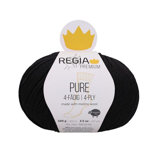 Regia Pure 4fädig 100g, 90644, Farbe black 99