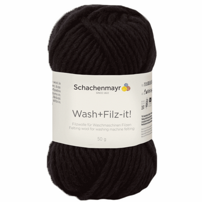 Schachenmayr Wash+Filz-It! Plain 50g, 90942, color black 1